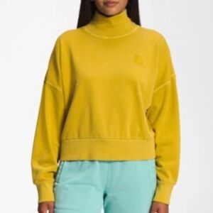 THE NORTH FACE - Garment Dye Mock Neck Pullover Women's Gold Sweatshirt Sz XL